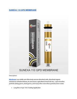 sunexa 110 gpd membrane