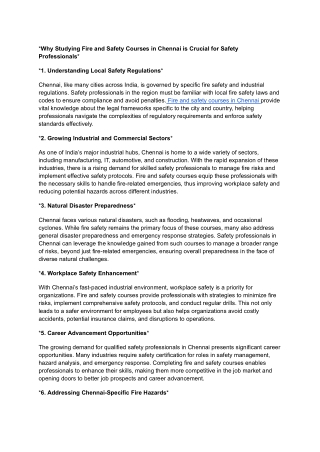 _Why Studying Fire and Safety Courses in Chennai is Crucial for Safety Professionals_