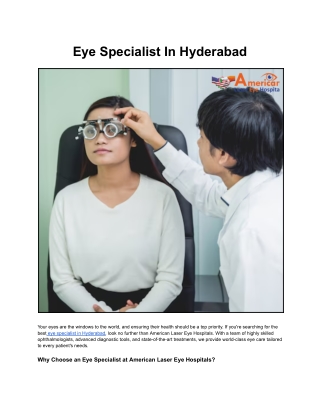 Eye Specialist In Hyderabad |  American Laser Eye Hospitals