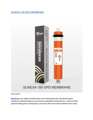 sunexa 100 gpd membrane