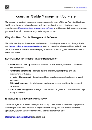 Stables & Equestrian centre Management Software