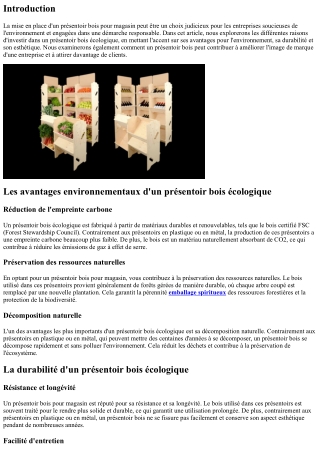 Les raisons d'investir dans un présentoir bois écologique pour une démarche resp