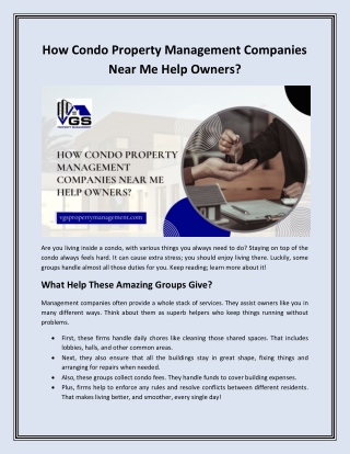 How Condo Property Management Companies Near Me Help Owners?