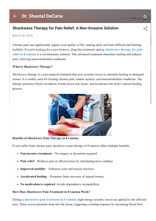 Shockwave Therapy for Pain Relief: A Non-Invasive Solution