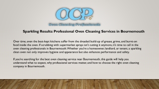 Sparkling Results Professional Oven Cleaning Services in Bournemouth