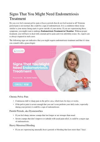 Best Endometriosis Treatment in Chembur