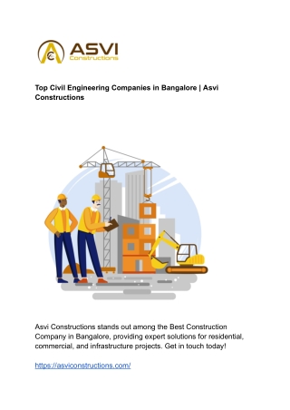 Top Civil Engineering Companies in Bangalore _ Asvi Constructions