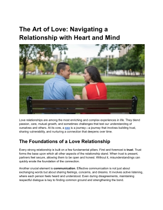 The Art of Love_ Navigating a Relationship with Heart and Mind