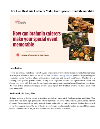 How Can Brahmin Caterers Make Your Special Event Memorable