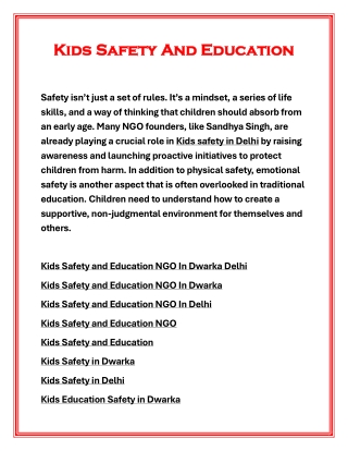 Kids Safety And Education
