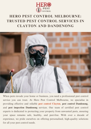 Professional Pest Control in Clayton Dandenong
