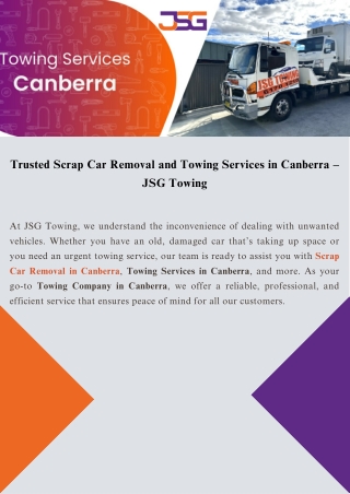 Reliable Towing & Car Removal Canberra - Scrap Car Removal & Towing Services