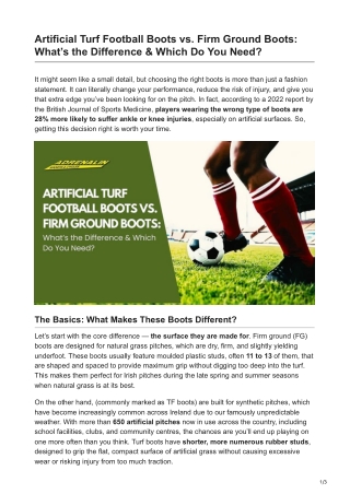 Artificial Turf Football Boots vs Firm Ground Boots Whats the Difference  Which Do You Need