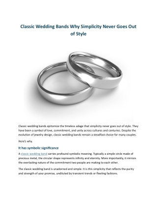 Classic Wedding Bands Why Simplicity Never Goes Out of Style