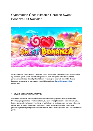 Oynamadan Önce Bilmeniz Gereken Sweet Bonanza Püf Noktaları