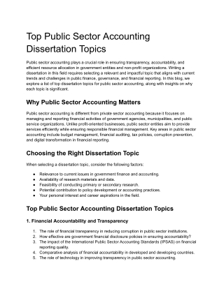 Top Public Sector Accounting Dissertation Topics