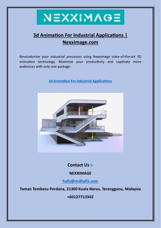 3d Animation For Industrial Applications | Nexximage.com