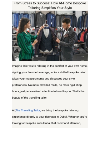 From Stress to Success: How At-Home Bespoke Tailoring Simplifies Your Style