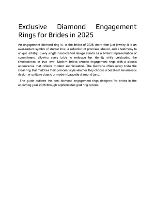 Exclusive Diamond Engagement Rings for Brides in 2025