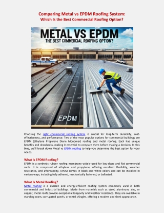 Comparing Metal vs EPDM Roofing System Which Is the Best Commercial Roofing Option