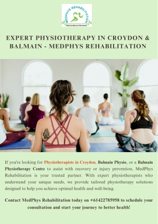 Expert Physiotherapist in Croydon & Balmain - Trusted Physio Care