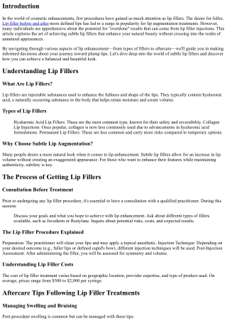 Subtle Lip Fillers: Enhancing Your Look Without Overdoing It