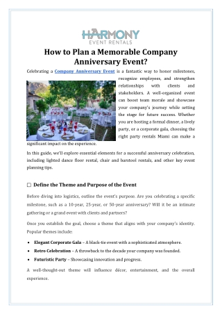 How to Plan a Memorable Company Anniversary Event