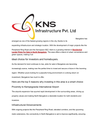 Residential Lands_ Plots For Sale in North Bangalore