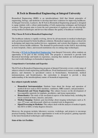 B.Tech in Biomedical Engineering