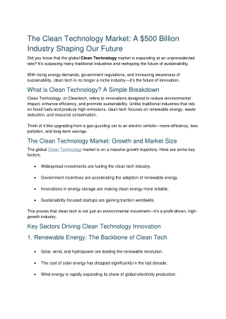 How Clean Tech is Transforming Energy, Transport, and Waste Management