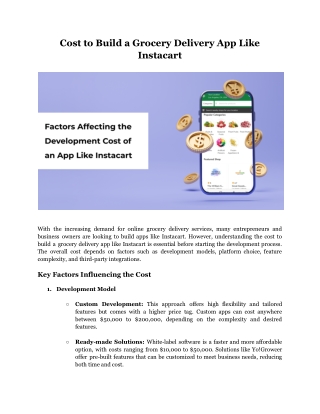 Cost to Build a Grocery Delivery App Like Instacart
