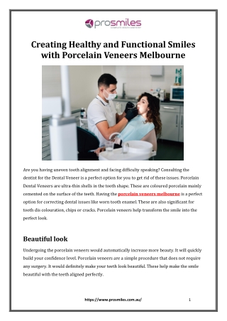 Creating Healthy and Functional Smiles with Porcelain Veneers Melbourne