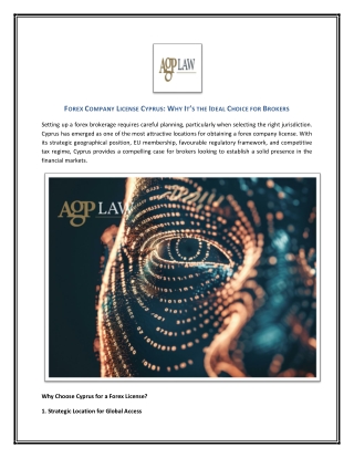 FOREX COMPANY LICENSE CYPRUS WHY IT’S THE IDEAL CHOICE FOR BROKERS