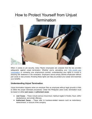 How to Protect Yourself from Unjust Termination