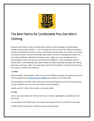 The Best Fabrics for Comfortable Plus-Size Men’s Clothing