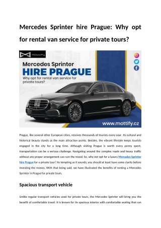 Mercedes Sprinter hire Prague Why opt for rental van service for private tours