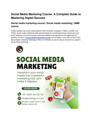 Social media marketing course | Social media marketing | SMM course