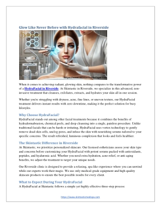 Glow Like Never Before with Hydrafacial in Riverside
