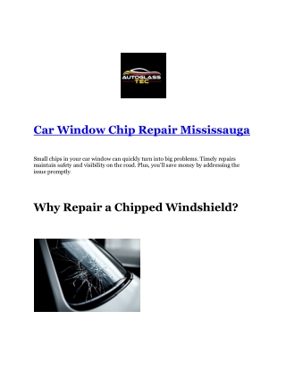 Car Window Chip Repair Mississauga