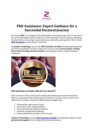 PhD Assistance - Expert Guidance for a Successful Doctoral Journey