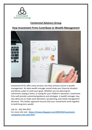 Why Go with an Centennial Advisory Group Investment Company in New York