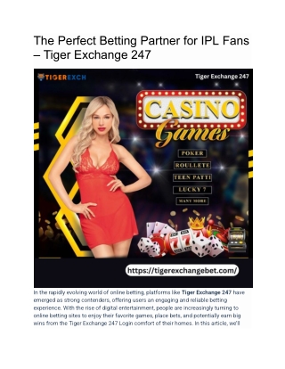 The Perfect Betting Partner for IPL Fans – Tiger Exchange 247