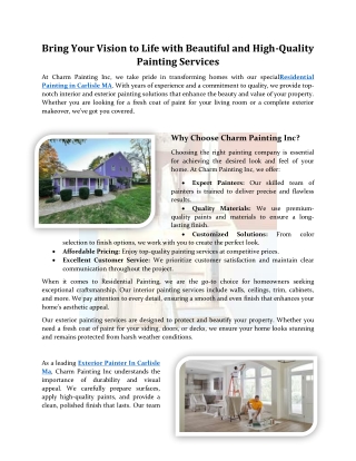 Bring Your Vision to Life with Beautiful and High-Quality Painting Services