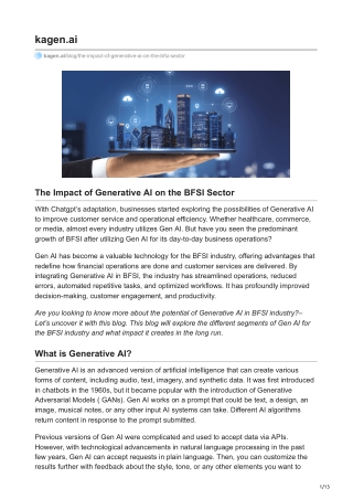 The Impact of Generative AI on the BFSI Sector