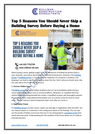 Top 5 Reasons You Should Never Skip a Building Survey Before Buying a Home