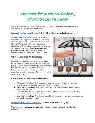 Lemonade Pet Insurance Review | Affordable pet insurance