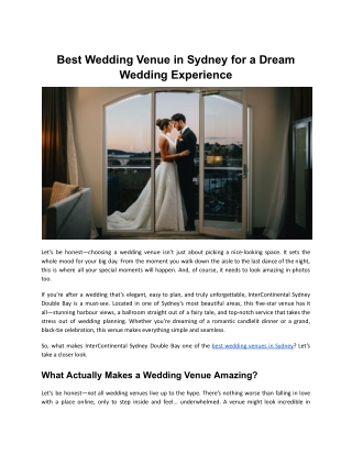 Best Wedding Venue in Sydney for a Dream Wedding Experience