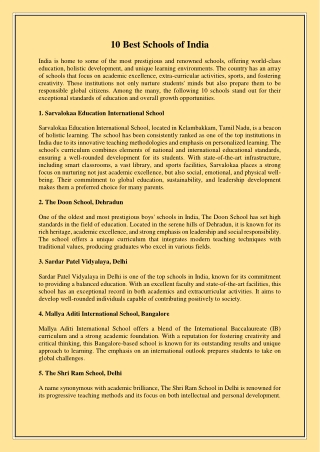 10 best schools of india