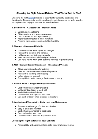 Choosing the Right Cabinet Material: What Works Best for You?