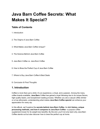 Java Barn Coffee Secrets- What Makes It Special